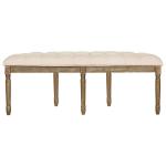 Beige Tufted Linen Abi Semicircle Bench