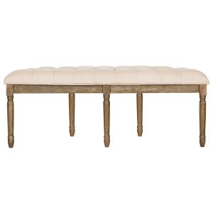 Beige Tufted Linen Abi Semicircle Bench