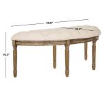 Beige Tufted Linen Abi Semicircle Bench