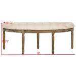 Beige Tufted Linen Abi Semicircle Bench