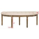 Beige Tufted Linen Abi Semicircle Bench