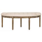 Beige Tufted Linen Abi Semicircle Bench