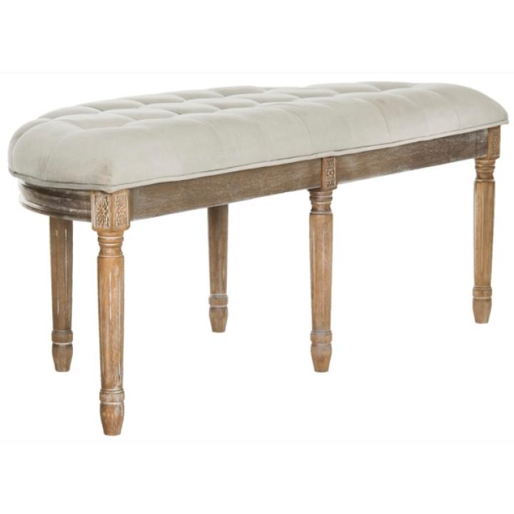 Gray Tufted Velvet Abi Semicircle Bench