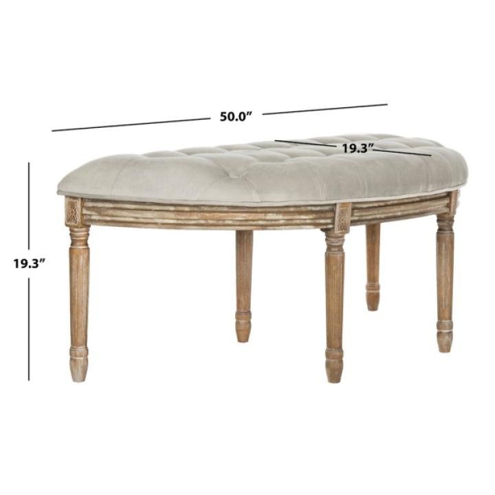 Gray Tufted Velvet Abi Semicircle Bench