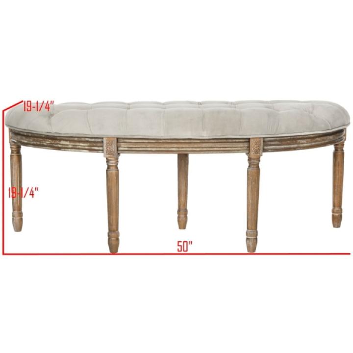 Gray Tufted Velvet Abi Semicircle Bench