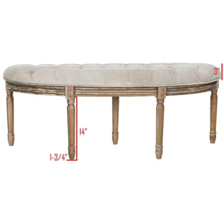 Gray Tufted Velvet Abi Semicircle Bench