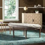 Gray Tufted Velvet Abi Semicircle Bench