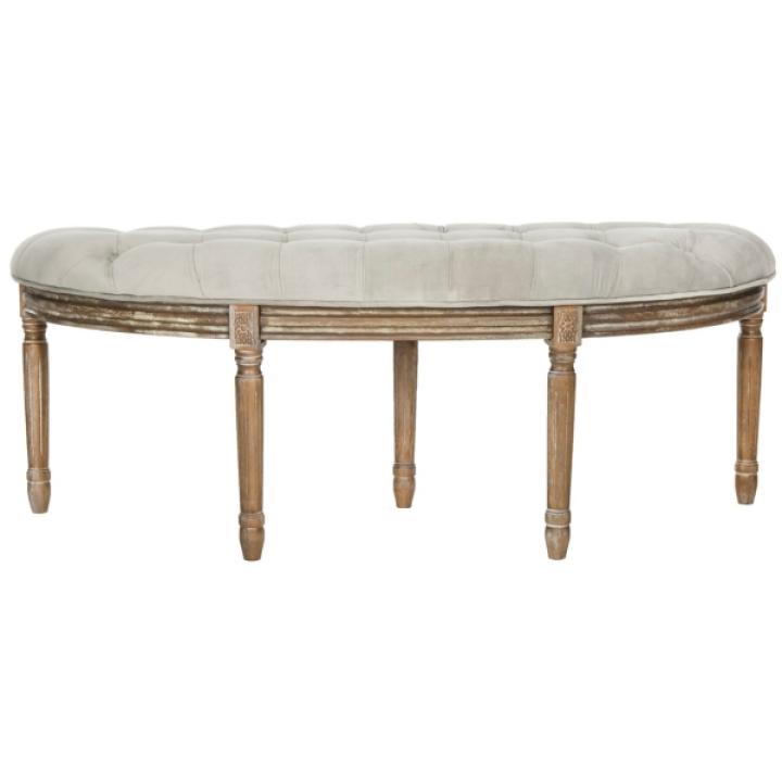 Gray Tufted Velvet Abi Semicircle Bench