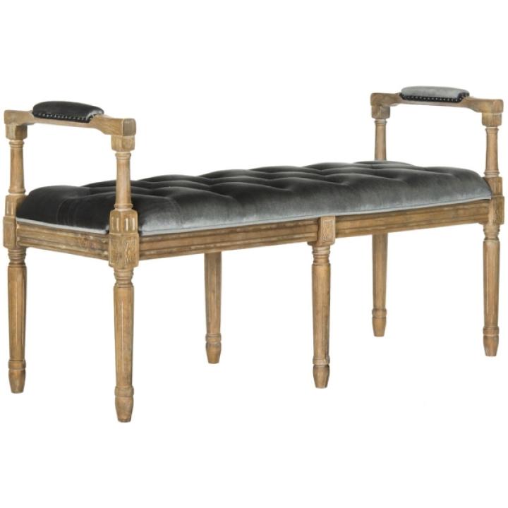 Gray Tufted Velvet Annette Bench