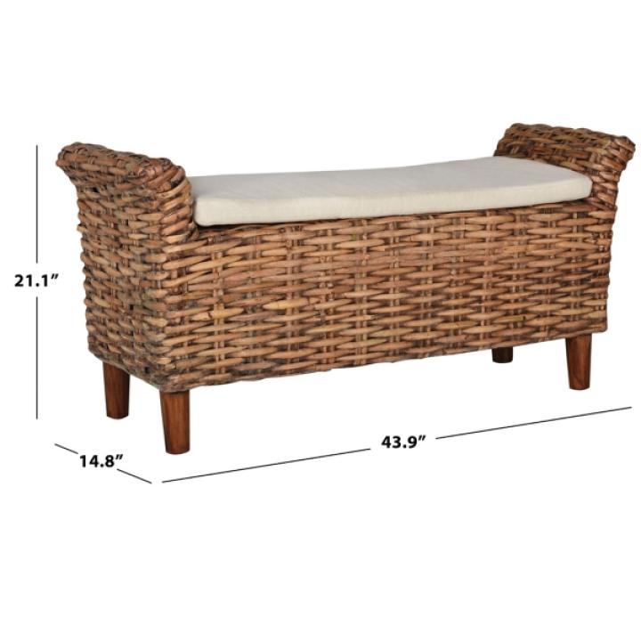 Brown Woven Wood Catharine Bench