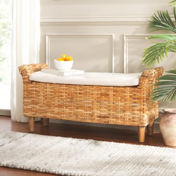 Natural Woven Wood Catharine Bench
