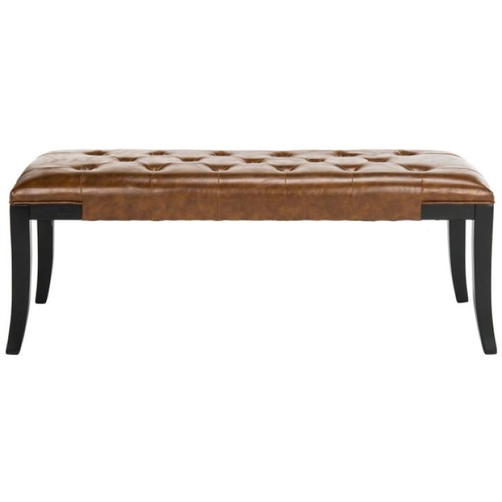 Saddle Brown Faux Leather Lenora Bench