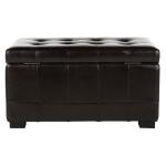 Brown Faux Leather Tina Upholstered Storage Bench