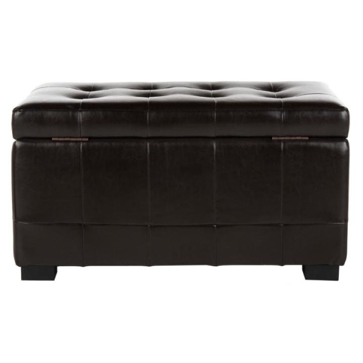 Brown Faux Leather Tina Upholstered Storage Bench