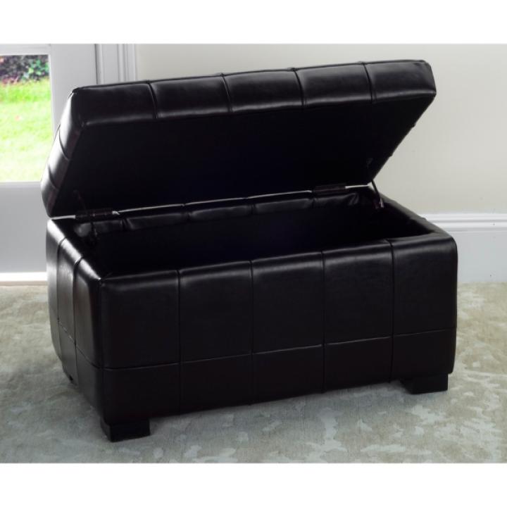 Brown Faux Leather Tina Upholstered Storage Bench
