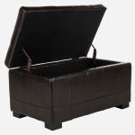 Brown Faux Leather Tina Upholstered Storage Bench