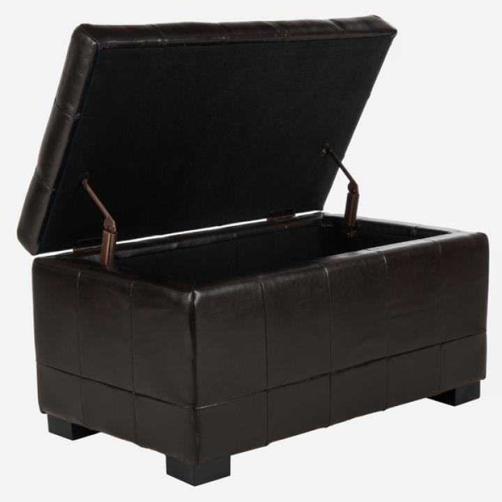 Brown Faux Leather Tina Upholstered Storage Bench