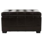 Brown Faux Leather Tina Upholstered Storage Bench