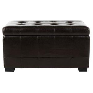 Brown Faux Leather Tina Upholstered Storage Bench