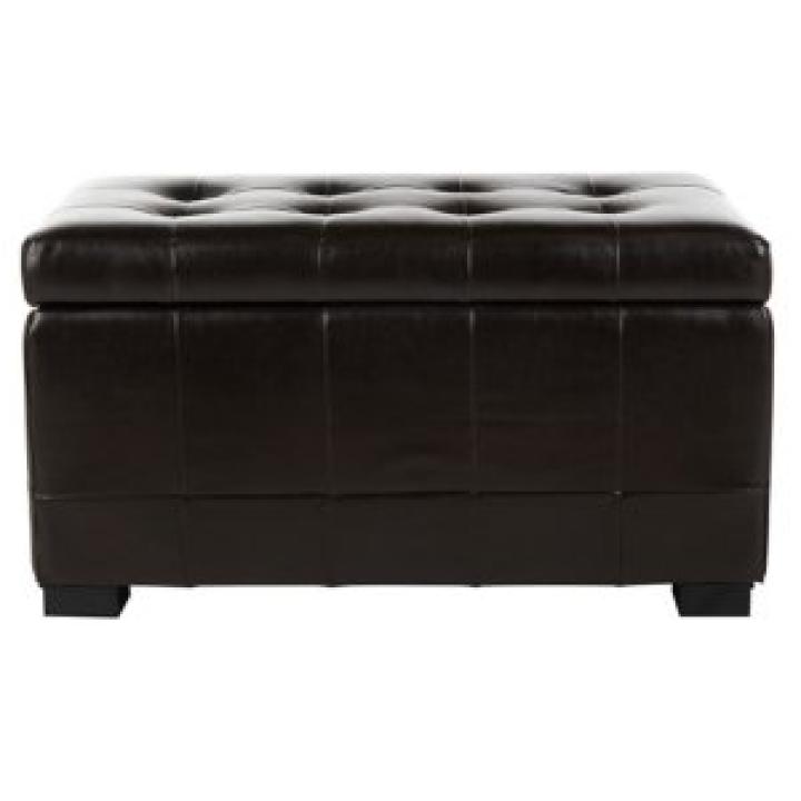 Brown Faux Leather Tina Upholstered Storage Bench