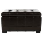 Brown Faux Leather Tina Upholstered Storage Bench