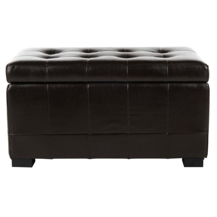 Brown Faux Leather Tina Upholstered Storage Bench