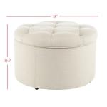 Ivory Linen Tufted Shoe Storage Ottoman