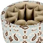 Light Blue Paisley Tufted Shoe Storage Ottoman