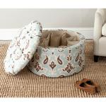 Light Blue Paisley Tufted Shoe Storage Ottoman