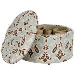 Light Blue Paisley Tufted Shoe Storage Ottoman