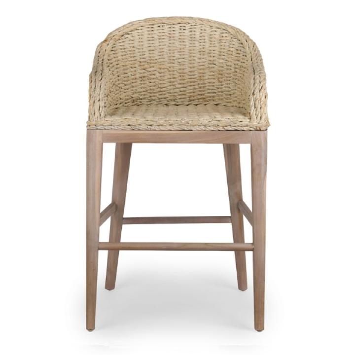 Whitewash Woven Rattan Counter Stool