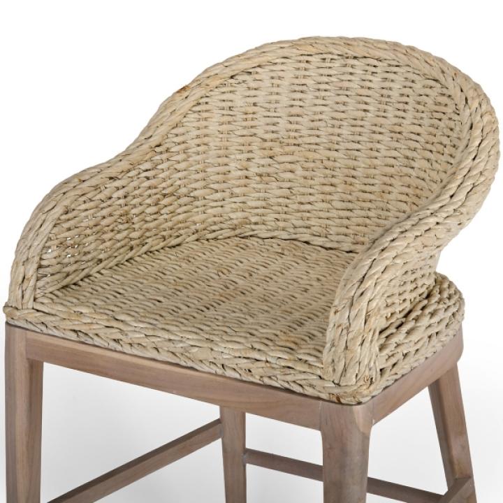Whitewash Woven Rattan Counter Stool
