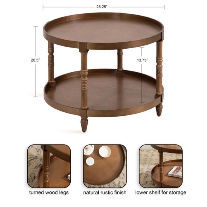 Natural Rustic Bellport Round Coffee Table