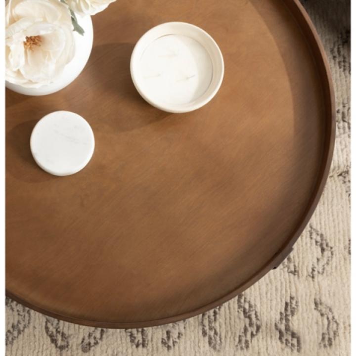 Natural Rustic Bellport Round Coffee Table