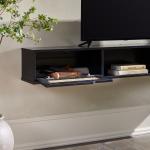 Black Modern Rattan Floating TV Stand