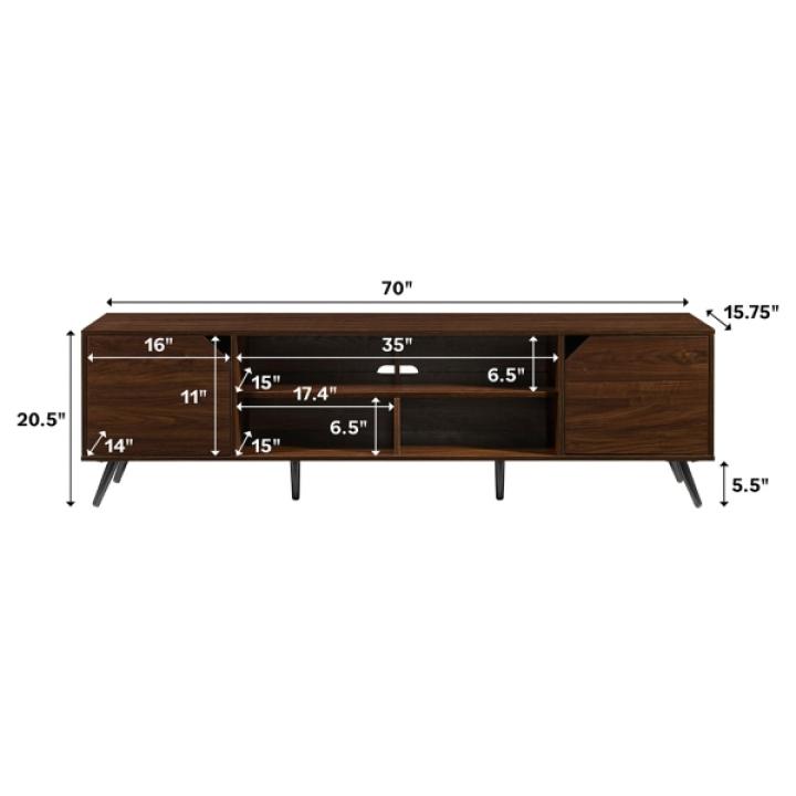 Walnut Contemporary 2-Door TV Stand