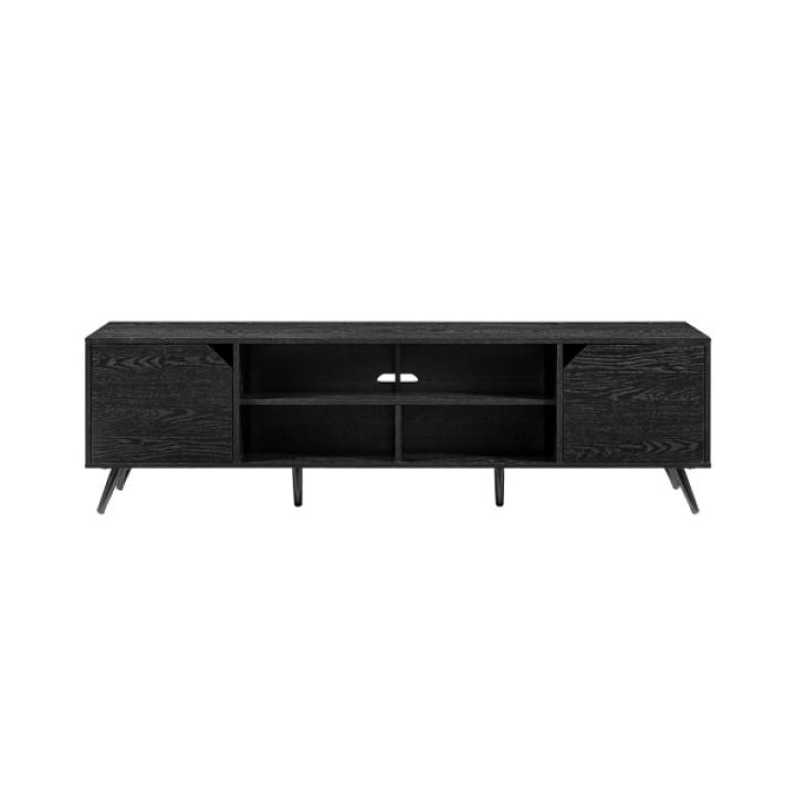 Black Contemporary 2-Door TV Stand