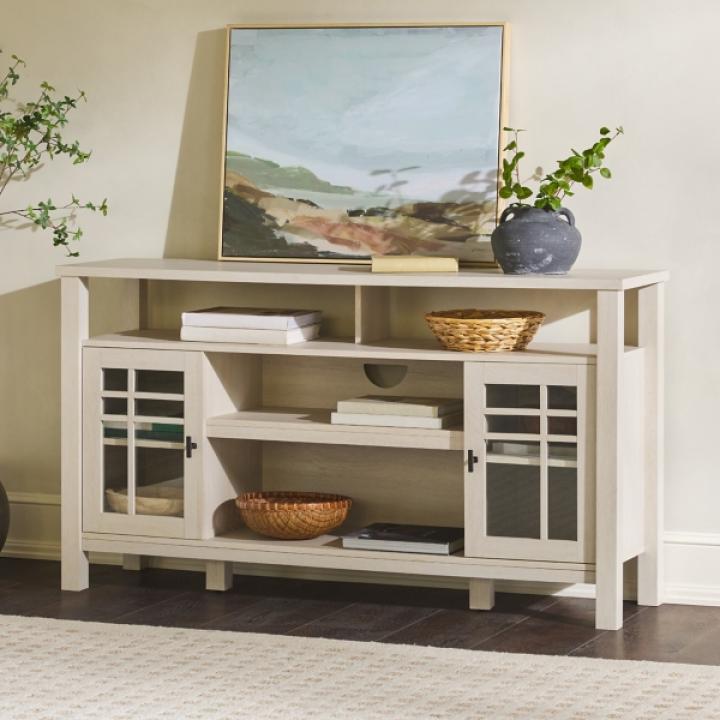 Cream Transitional 2-Door Sideboard TV Stand