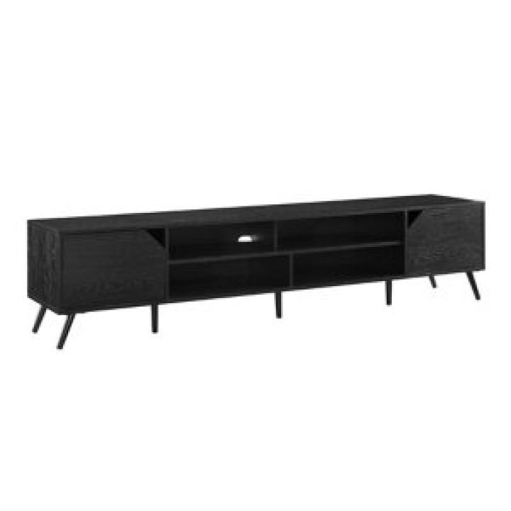 Black Contemporary 2-Door TV Stand, 80 in.