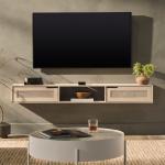 Natural Modern Rattan Floating TV Stand
