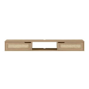 Natural Modern Rattan Long Floating TV Stand
