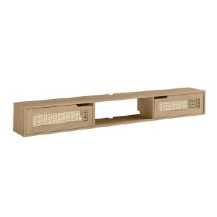 Natural Modern Rattan Long Floating TV Stand