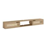 Natural Modern Rattan Long Floating TV Stand