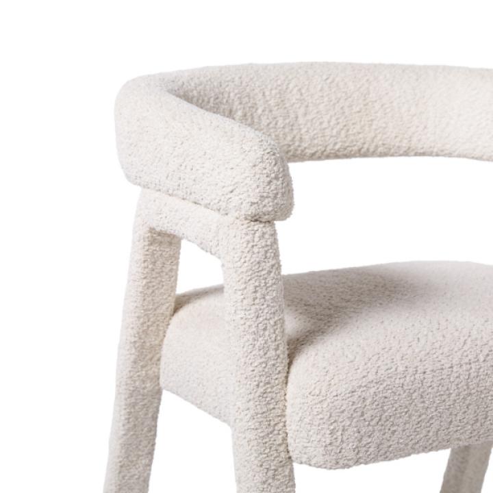 Cream Boucle Upholstered Dining Chairs, Set of 2