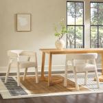 Cream Boucle Upholstered Dining Chairs, Set of 2