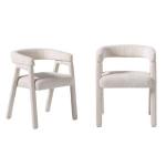 Cream Boucle Upholstered Dining Chairs, Set of 2