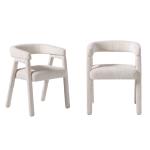 Cream Boucle Upholstered Dining Chairs, Set of 2