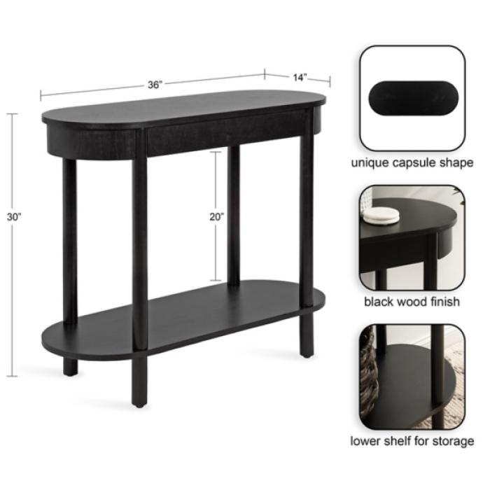 Black Wood Koji Capsule Console Table
