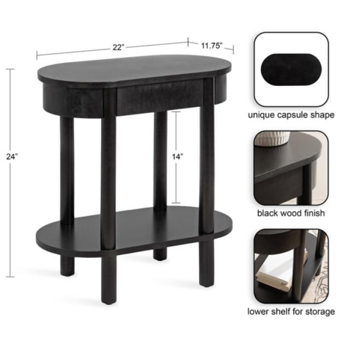 Black Wood Koji Capsule Side Table