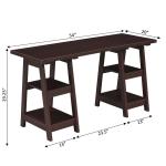 Mocha Brown Double Trestle Desk with Shelves